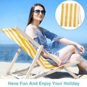 GORGECRAFT 44x17 Beach Sling Chair Replacement Canvas 1mm Thick Yellow and White Stripes Outdoor Furniture Folding Sling Lounge Chair Fabric Patio Sling Chairs Cloth for Sunbathing Garden Courtyard