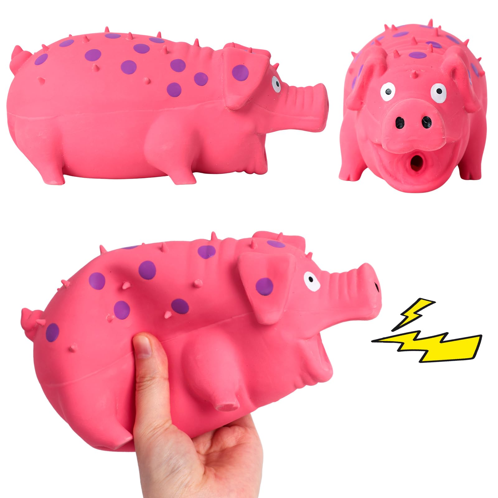 POPLAY Squeaky Latex Grunting Pig, Pink Pig Dog Toy Rubber Squeeze Gift Squeaky Pig for Dog Chew Toy