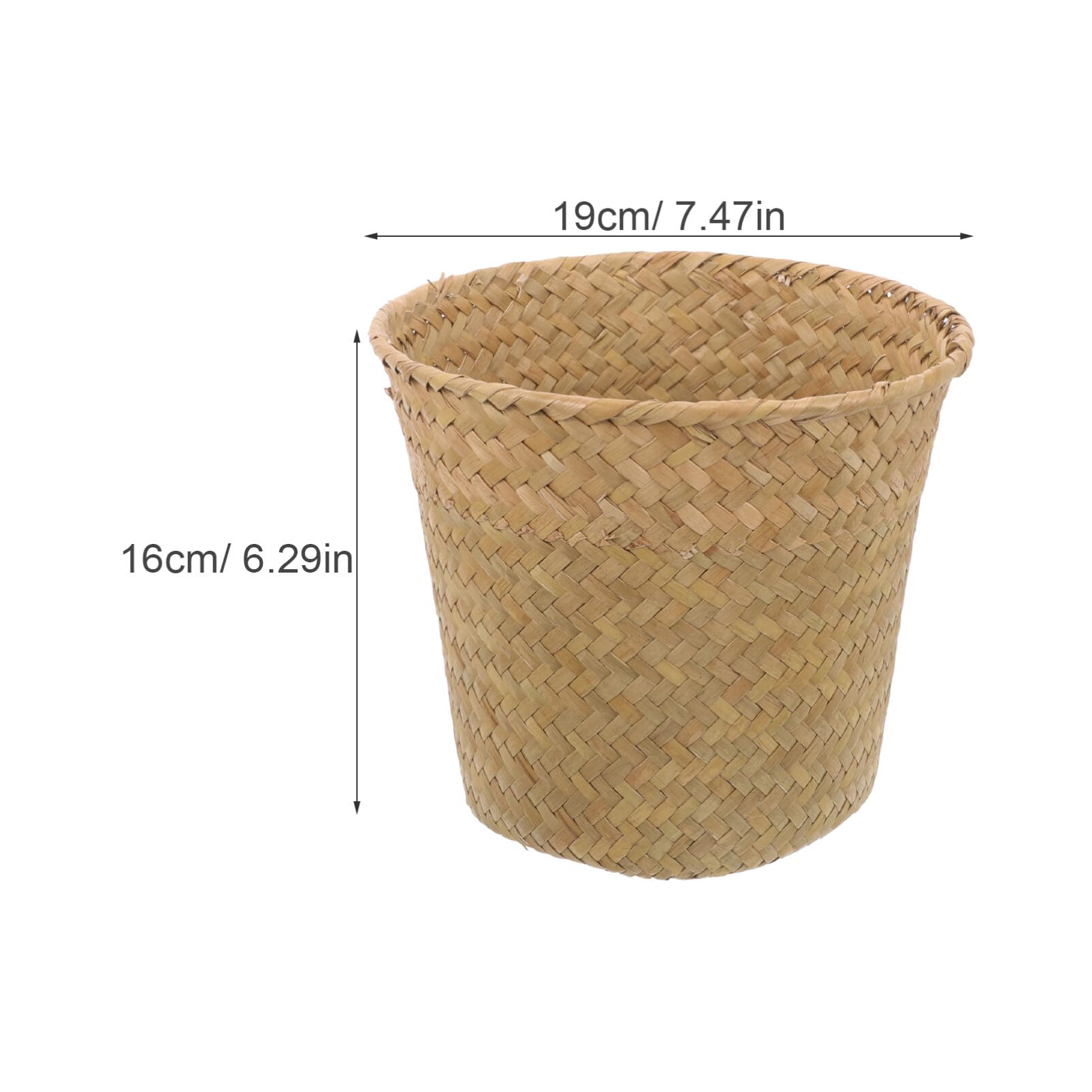 DEARMAMY Seagrass Waste Basket Woven Trash Can Small Round Natural Wastebasket Garbage Bin Recycling Bin Plant Pot Holder for Farmhouse Home Kitchen Bathroom