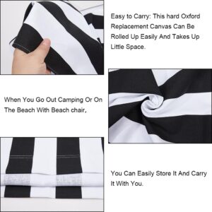 GORGECRAFT 44x17inch Beach Sling Chair Replacement Canvas 1mm Thick Black and White Stripes Outdoor Furniture Folding Sling Lounge Chair Fabric Patio Sling Chairs Cloth for Sunbathing Garden Courtyard