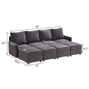 COMHOMA Convertible Sectional Sofa for Living Room, Free Combination L/U Shaped Sofa with Storage Chaise for Living Room, Apartment and Small Space 8 Seaters(4+4)