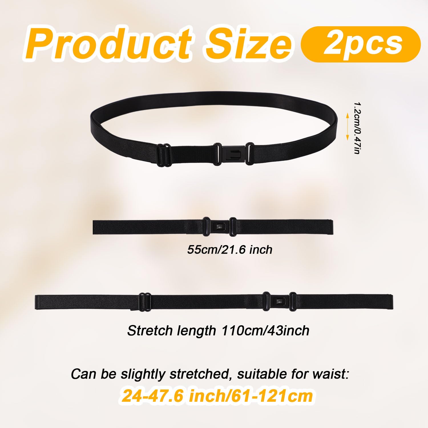 2pcs Adjustable Crop Tuck Band for Shirts, Shirt Tuck Band Shirt Cropping Band Elastic Crop Top Band Tucking Belt for Women, Change the Style of Your Tops (Black + White)