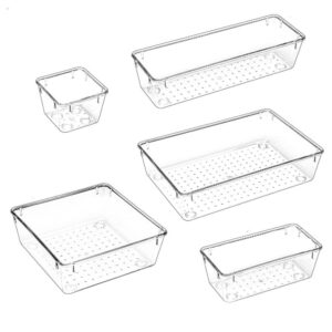 1PCS Transparent Drawer Box,Cosmetic Closet Organizer Divider Drawer Storage Box Anti-Scratch Drawer Organizer(23x7.5x5.5cm)