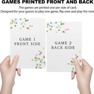 Your Main Event Prints 50 Pack of Bridal Shower Games, How Well Do You Know The Couple and Who Knows The Bride Best, Floral Modern Minimalistic Design.