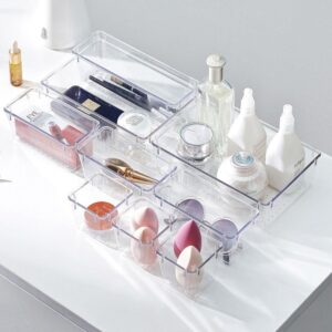 1PCS Transparent Drawer Box,Cosmetic Closet Organizer Divider Drawer Storage Box Anti-Scratch Drawer Organizer(23x7.5x5.5cm)