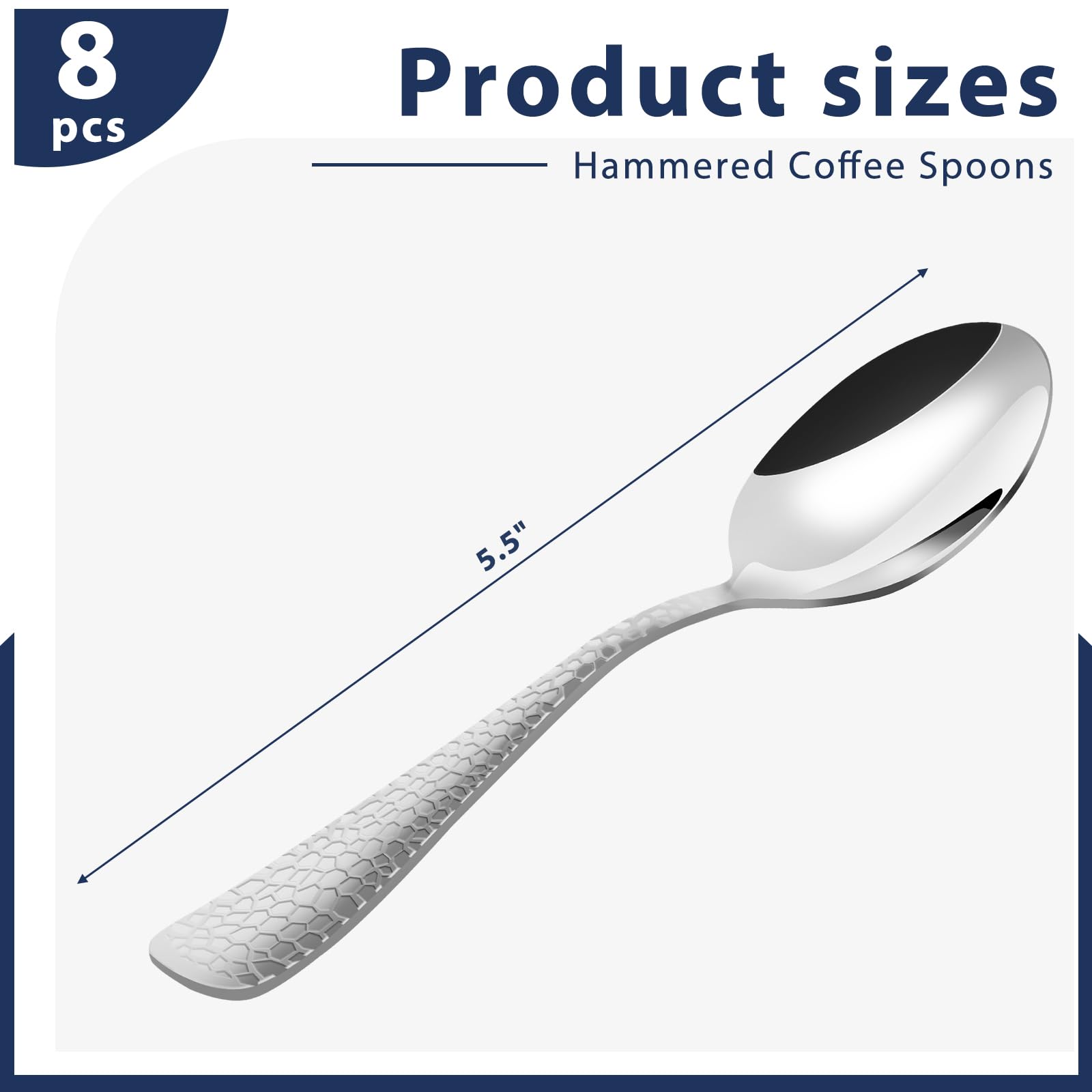 HANSGO Demitasse Espresso Spoons, Mini Coffee Spoons, Stainless Steel Small Spoons for Dessert Appetizer Coffee, 5.5 Inch 8PCS