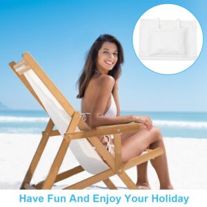 GORGECRAFT 44x16 Beach Sling Chair Canvas Cloth with Pillow 1.5mm Thick White Casual Lounge Chair Replacement Canvas Outdoor Folding Chair Fabric for Patio Beach Sunbathing Garden Courtyard