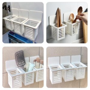 4pcs Nail- Wall-mounted Drain Storage Rack Slide Top Tin Containers Bathroom Shower Basket Tableware Storage Bucket Sink Office White Pp Toothbrush Holder Nail