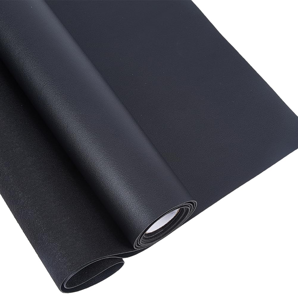 GORGECRAFT Black Faux Leather Fabric 135x30cm Soft Synthetic PU Leathercloth Flat Grain Imitation Leather Fabric for DIY Sewing Crafts Handbag Wallets Suitcase Books Covers Keychains Jewelry Making