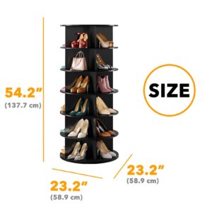 SpaceAid Black 6-Tier Spinning Rotating Shoe Rack Organizer, Shoe Display Tower Lazy Susan, Revolving Shoes Rack StorageOrganization, 360 Vertical Bags Holder Rotate Organizer