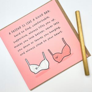 Old English Co. Friendship Gift for Women - Funny Birthday Card for Best Friend - Thank You Card for Special Friend - 'Like a Good Bra' Hilarious Keepsake Card for Female Friend - Thinking of You