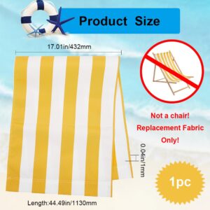 GORGECRAFT 44x17 Beach Sling Chair Replacement Canvas 1mm Thick Yellow and White Stripes Outdoor Furniture Folding Sling Lounge Chair Fabric Patio Sling Chairs Cloth for Sunbathing Garden Courtyard