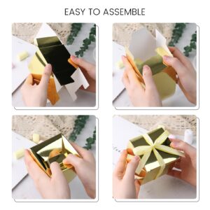 VGOODALL 50PCS Mini Gift Boxes, Candy Treat Boxes Tiny Cardboard Boxes Favor Boxes with Ribbon for Bridal Shower Birthday Party Gold