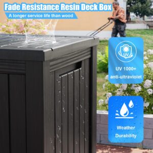 TARKARI 180 Gallon Lockable Resin Deck Box, Waterproof & UV-Resistant Outdoor Storage Box for Outdoor Cushion Storage and Outdoor Delivery Storage, Black