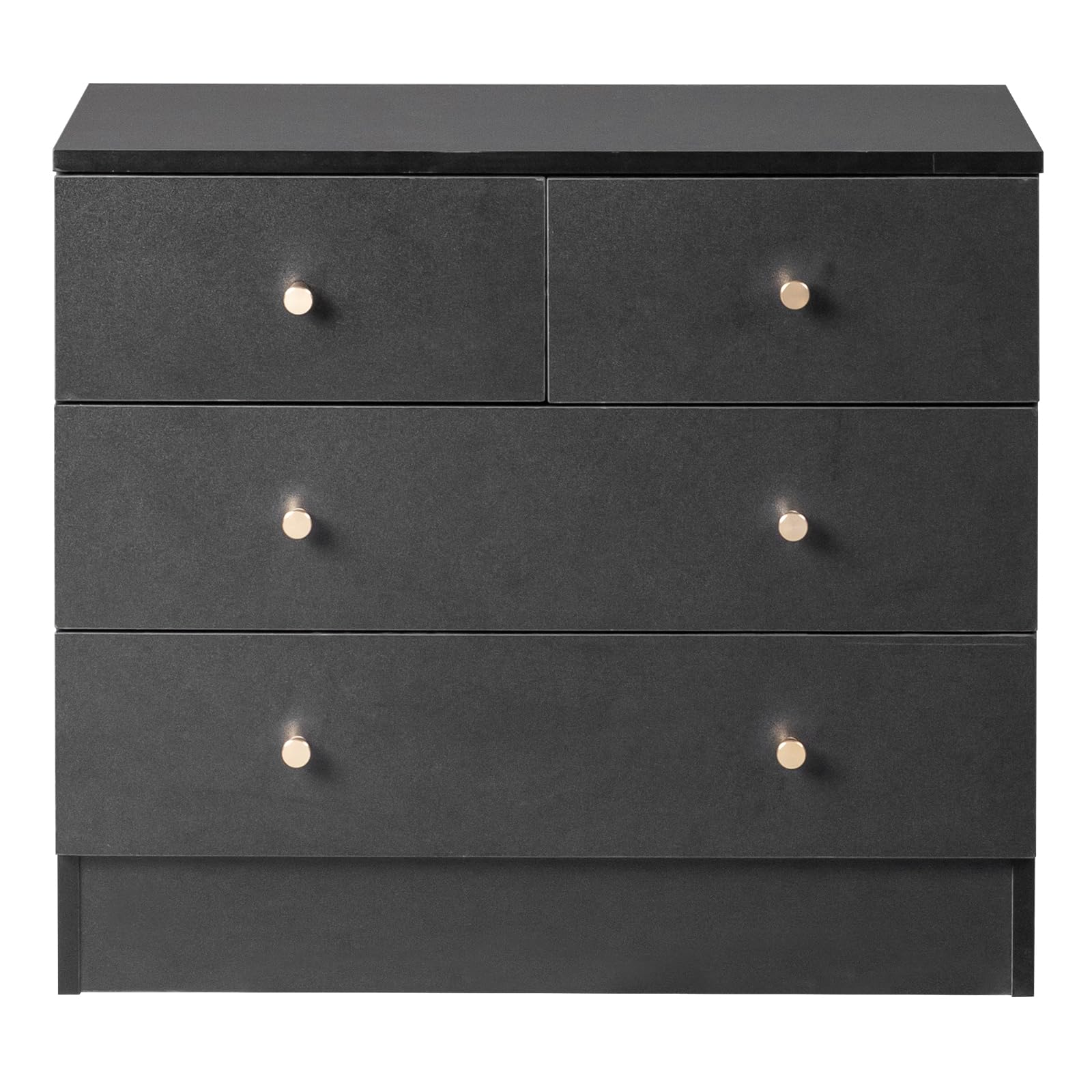 Karl home Black 4 Drawer Dresser for Bedroom, Modern Tall Wood Dressers Chest of Drawers, Wardrobe Storage for Kids, 10 Inch Deep Drawers, Anti Tripping Device, Durable Slide, Living Room