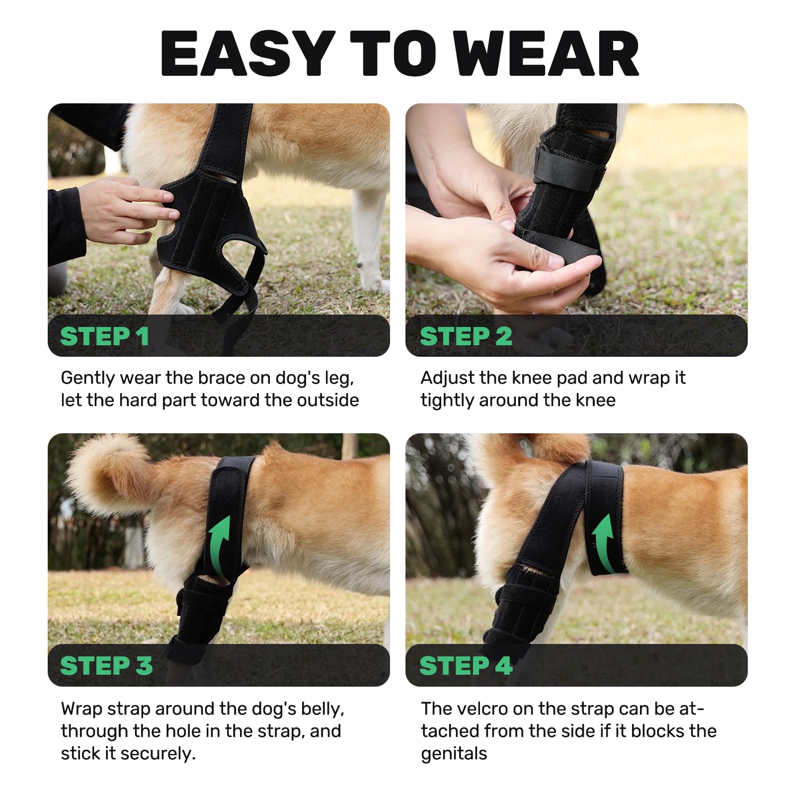 TORJOY Dog Knee Brace Leg Braces - Dog Canine Knee Stifle Brace Wrap Dog Knee Brace for Torn ACL Hind Leg Joint Pain Muscle Sore Pet Brace Reduces Pain and Inflammation (XS)