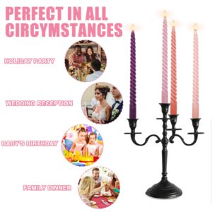 Whaline 8Pcs 10 Inch Pink Purple Gradient Color Spiral Taper Candles Dripless Twisted Wax Candles Long Unscented Candle Sticks for Wedding Displays Home Dining Table Supplies