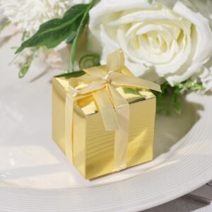 VGOODALL 50PCS Mini Gift Boxes, Candy Treat Boxes Tiny Cardboard Boxes Favor Boxes with Ribbon for Bridal Shower Birthday Party Gold