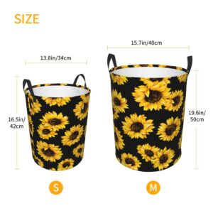 Sunflower Laundry Basket Funny Foldable Waterproof Oxford Cloth Laundry Basket Tote Bag - Multipurpose Storage Solution for Bathroom, Laundry, and Bedroom Medium