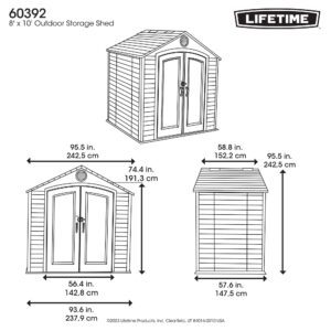 Lifetime Outdoor Storage Shed, 8 x 5 Foot