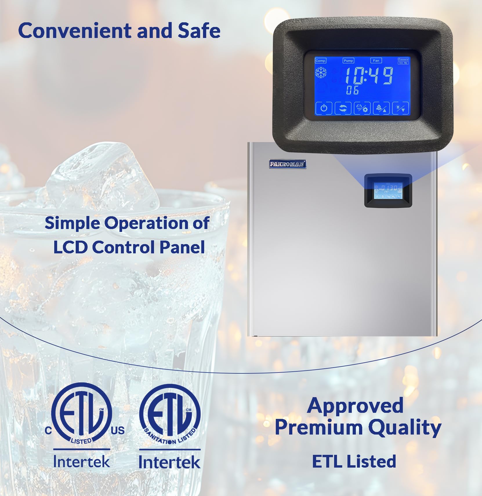 ETL Listed 29.9“ Air Cooling Commercial Ice Maker Machine,Produce 650LBS per Day with 450LBS Stroage,Powered by 1585W SECOP Compressor