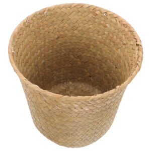 DEARMAMY Seagrass Waste Basket Woven Trash Can Small Round Natural Wastebasket Garbage Bin Recycling Bin Plant Pot Holder for Farmhouse Home Kitchen Bathroom