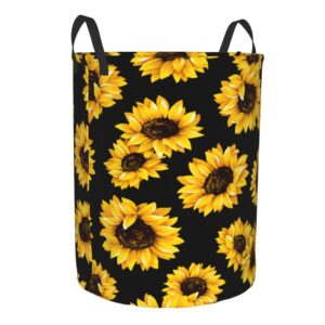 Sunflower Laundry Basket Funny Foldable Waterproof Oxford Cloth Laundry Basket Tote Bag - Multipurpose Storage Solution for Bathroom, Laundry, and Bedroom Medium