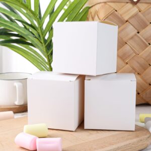 Shindel 50PCS Small Gift Boxes, 4x4x4 Inch White Gift Boxes with Lids Candy Treat Boxes Favor Boxes Candle Boxes for Birthday Bridal Shower Wedding