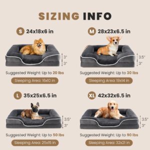 Sweetcrispy Orthopedic Dog Bed, Memory Foam Pet Bed for Medium Dogs with Washable Removable Cover Non-Slip Base Waterproof Liner Egg Crate Foam for Improved Sleep, Grey, 28" L x 23" W x 6.5" Th