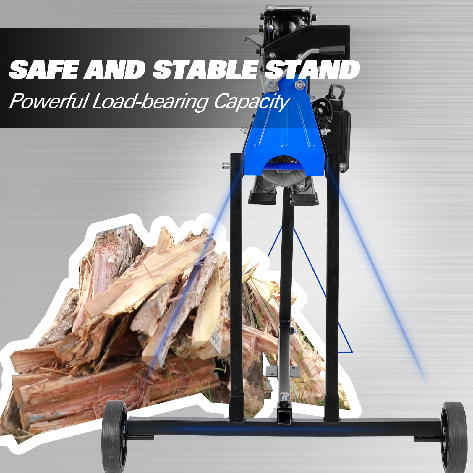 BILT HARD Electric Log Splitter 6.5 Ton with Stand, Wood Splitter Electric Powered 15 Amp Motor with Hydraulic Ram, Firewood Splitting Machine, Horizontal