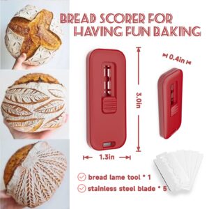 Tuuwhiz Bread Lame Dough Scoring Tool,Sourdough Bread Baking Supplies with Magnetic to Storage,Exquisite Design Bread Scorer Tool for Homemade Bread Baking Include 5 Razor Blades (Brown)