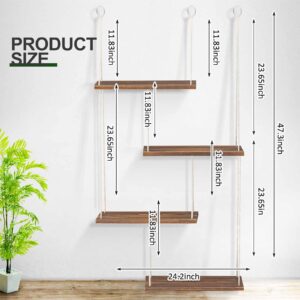 DoubleFill 4 Tier Boho Hanging Shelves for Wall Hanging Shelf Floating Shelves Boho Home Decor Wall Hangings for Living Room, Bedroom