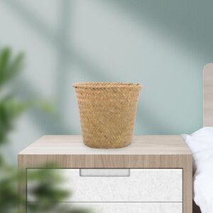 DEARMAMY Seagrass Waste Basket Woven Trash Can Small Round Natural Wastebasket Garbage Bin Recycling Bin Plant Pot Holder for Farmhouse Home Kitchen Bathroom