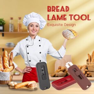 Tuuwhiz Bread Lame Dough Scoring Tool,Sourdough Bread Baking Supplies with Magnetic to Storage,Exquisite Design Bread Scorer Tool for Homemade Bread Baking Include 5 Razor Blades (Brown)