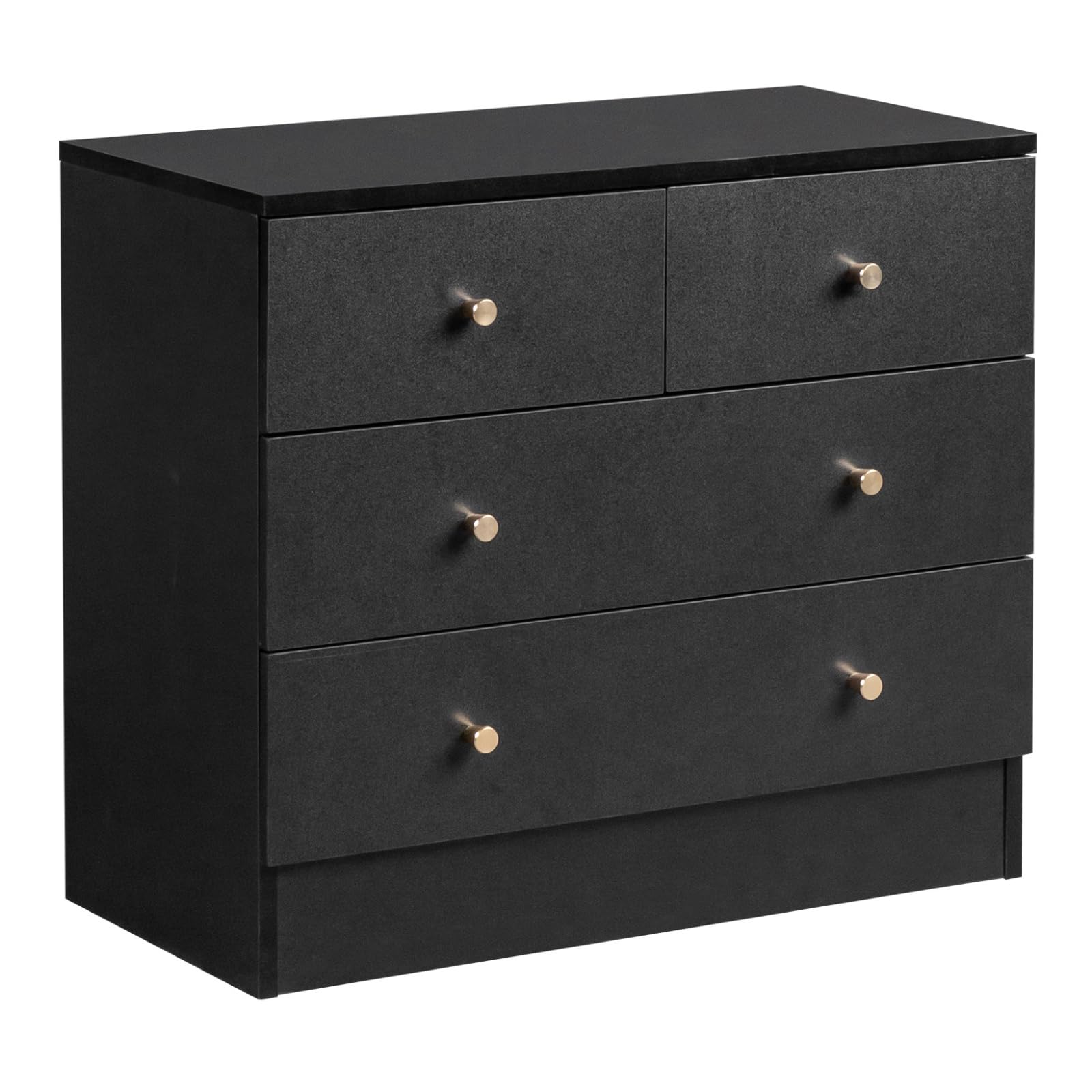 Karl home Black 4 Drawer Dresser for Bedroom, Modern Tall Wood Dressers Chest of Drawers, Wardrobe Storage for Kids, 10 Inch Deep Drawers, Anti Tripping Device, Durable Slide, Living Room