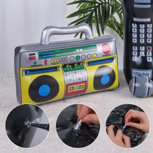 FUTUREPLUSX 3PCS Inflatable Props for Party, Inflatable Mobile Phone Boombox Blow Up Microphone for 80s Party Decorations Hip Hop Theme Birthdays Party Supplies