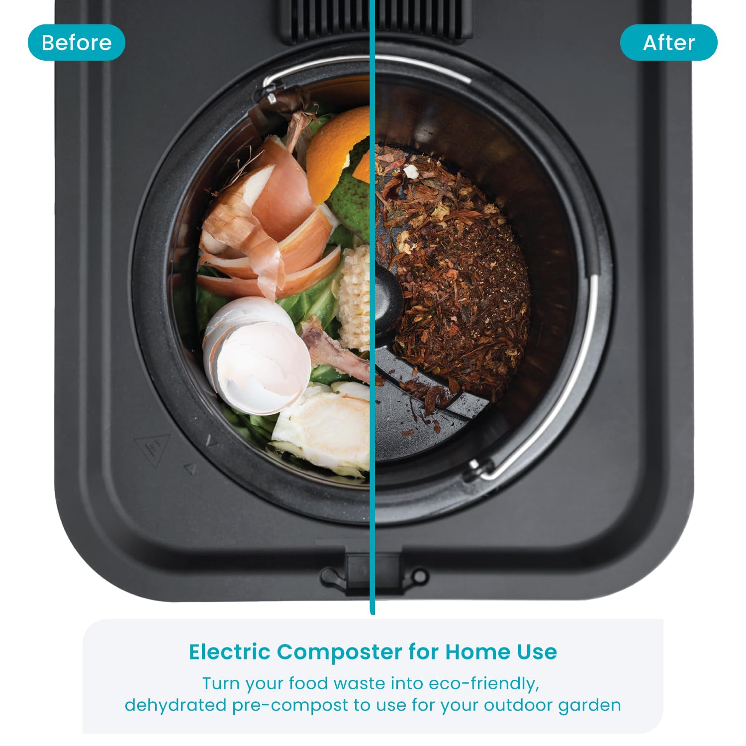 Home Zone Living Electric Composter for Kitchen, Helps Turn Food Waste Into Pre-Compost, Features Auto-Cleaning Cycle, Large Capacity 3 Liters Size