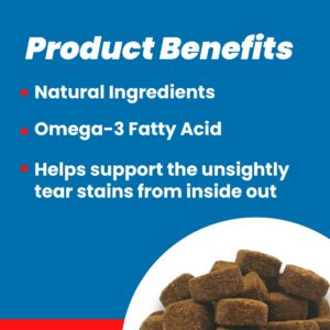 Sparktek Tear Stain Soft chew Supports Dogs Eye Care Enhanced with Lutein Omega-6 Omega-3 Cranberry Extract Helps Eliminate Tear Stains Lubricates Eyes and Supports Immune System from Allergies