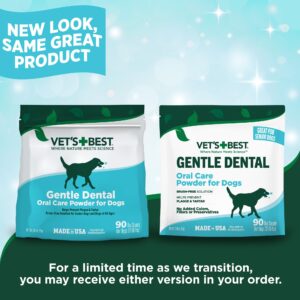 Vet’s Best Dental Powder for Dogs – Brush-Free Solution – Prevent Plaque & Tartar – Made with Natural Brown Seaweed & Brewer’s Yeast – Dog Teeth Cleaning Powder – 90 Day Supply (for 23-66lb Dogs)