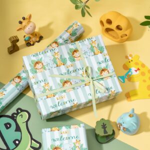 RUSPEPA Wrapping Paper Roll - Mini Roll - Animals Design Great for Birthday, Party and Baby Shower - 17 Inches X 32.8 Feet