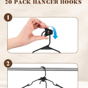 HOUSE DAY Black Plastic Hangers 50 Pack with 20 Pack Hanger Connector Hooks, Premium Slim Clothes Notched Hangers Space Saving, Heavy Duty Closet Hangers for Coat, Suit, Shirt, Dress