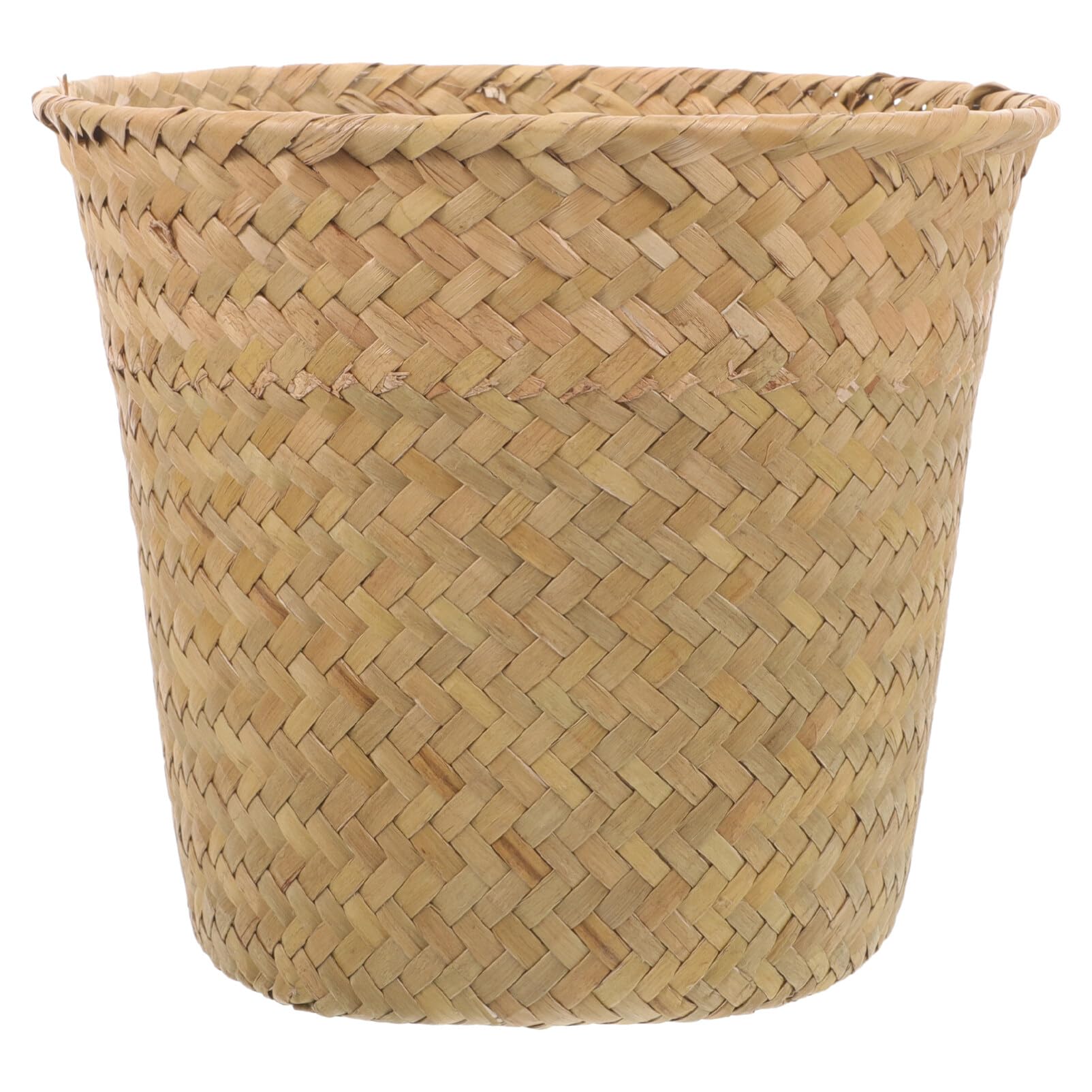 DEARMAMY Seagrass Waste Basket Woven Trash Can Small Round Natural Wastebasket Garbage Bin Recycling Bin Plant Pot Holder for Farmhouse Home Kitchen Bathroom