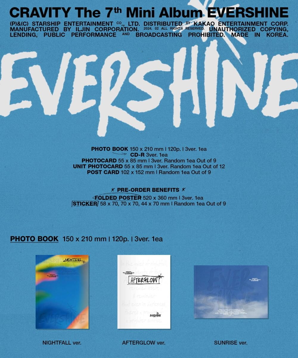 Dreamus CRAVITY - 7th Mini Album EVERSHINE CD+Pre-Order Benefit (AFTERGLOW ver.), L100005971