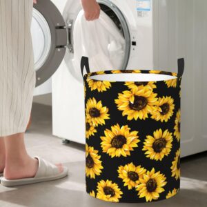 Sunflower Laundry Basket Funny Foldable Waterproof Oxford Cloth Laundry Basket Tote Bag - Multipurpose Storage Solution for Bathroom, Laundry, and Bedroom Medium