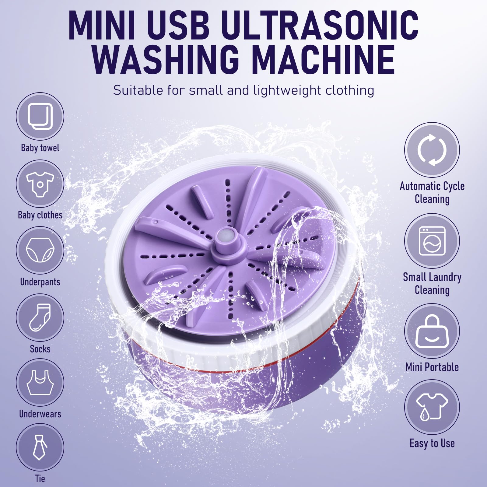 Menkxi Portable Washing Machine Turbine Mini Washing Machine for Travel College Apartment Room RV Washer Machine for Socks Underwear, with Suction Cups, 3 Speed Remote Control