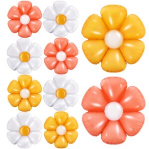 rotatingpals 10 pcs daisy balloon 28 inch flower balloons boho groovy party decor for boho daisy themed birthday party baby shower wedding decorations supplies, 3 colors