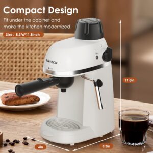 SOWTECH Espresso Coffee Machine Cappuccino Latte Maker 3.5 Bar 1-4 Cup with Steam Milk Frother White, CM5409-UL