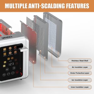 WHALL Touch Screen Toaster 2 Slice, Stainless Steel Digital Timer Toaster, 6 Bread Types & 6 Shade Settings, Smart Extra Wide Slots Toaster With Bagel, Cancel, Defrost Functions