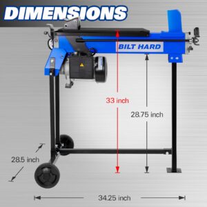 BILT HARD Electric Log Splitter 6.5 Ton with Stand, Wood Splitter Electric Powered 15 Amp Motor with Hydraulic Ram, Firewood Splitting Machine, Horizontal