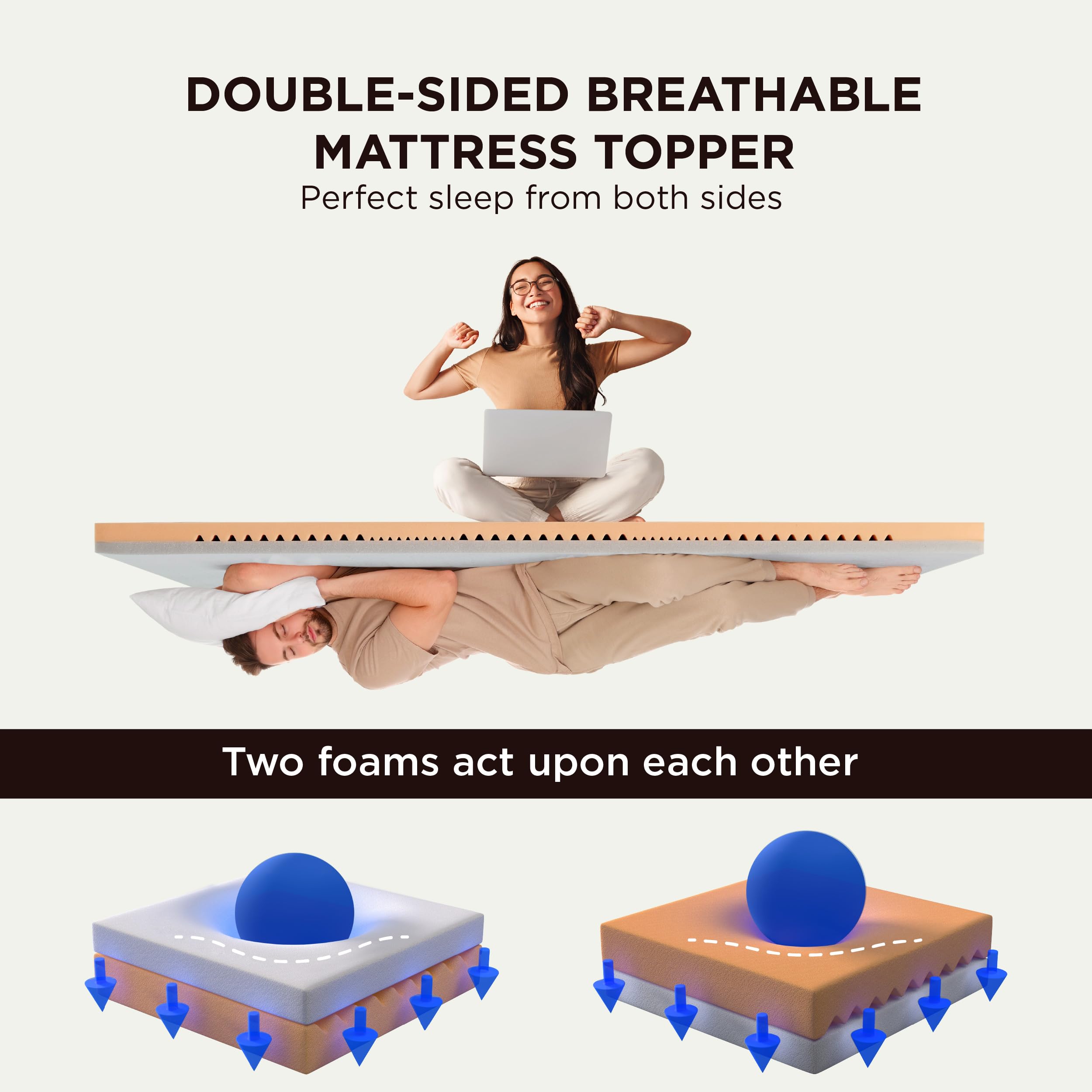 Bedsure Firm Mattress Topper Queen, 3 Inch Gel Memory Foam Mattress Topper for Pressure Relief, Extra Firm Mattress Topper, Pillow Top Mattress Topper with Removable Cover, Soft & Breathable